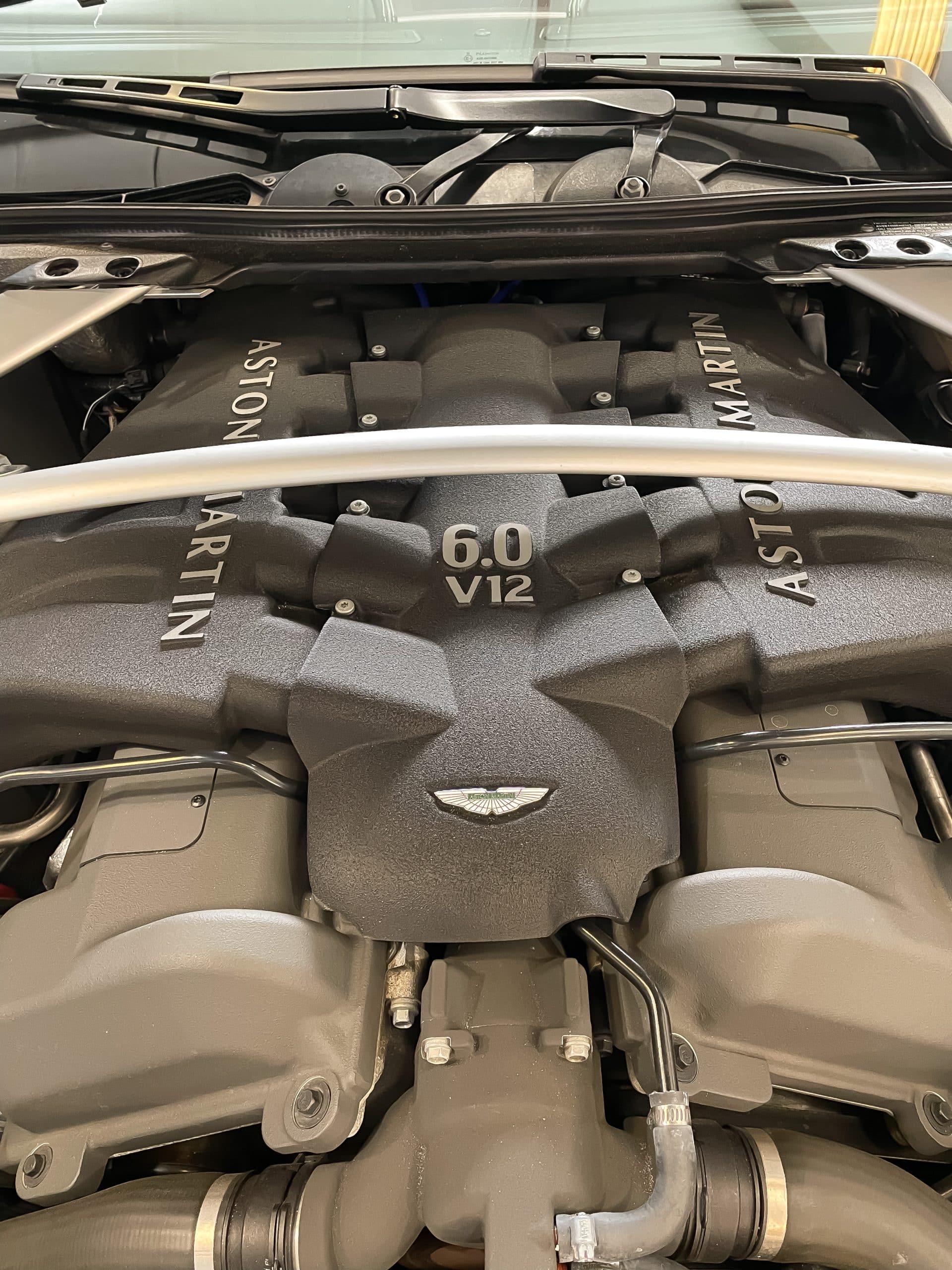 Aston Martin engine close up v12 at Bavarian Rennsport in Jacksonville florida